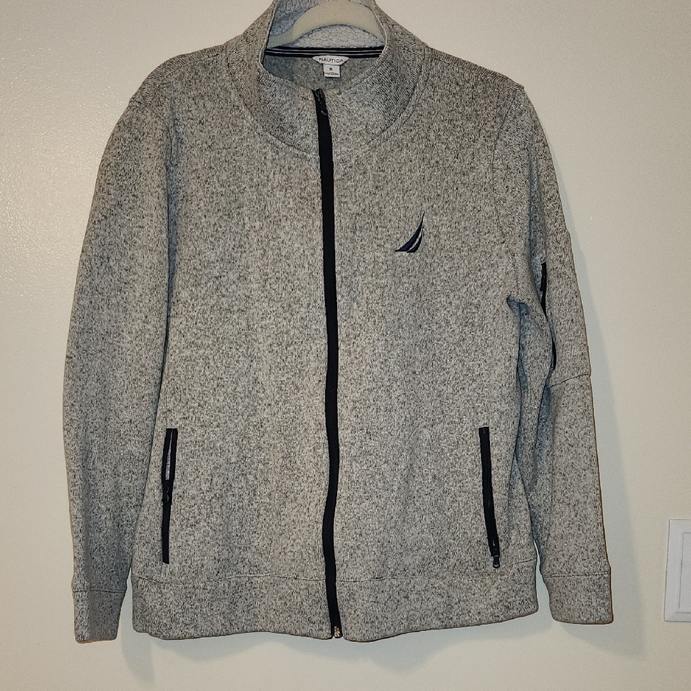 Nautica Heather Gray Zip-Up Sweater